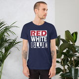 RED WHITE and BLUE Short-Sleeve Unisex T-Shirt